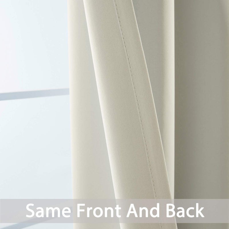 Yakamok Blackout Curtains Room Darkening Thermal Insulated Grommet top Window Curtains for Living Room, 52 x 72 Inch, Light Beige, Set of 2 - Image 5